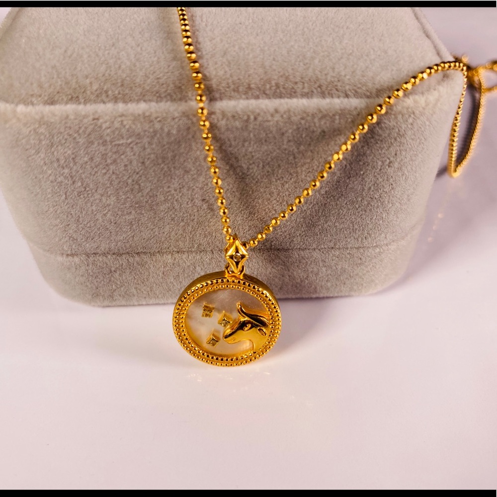 Taurus in White Sea Pearl Necklace